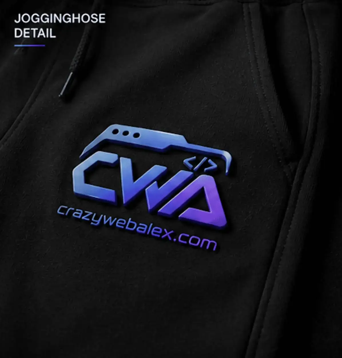 Detailansicht des erhabenen CrazyWebAlex Logos